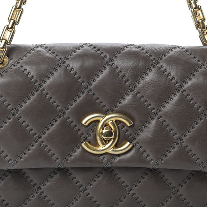 Chanel Calfskin Quilted Retro Chain Flap Dark Grey 10 of 11