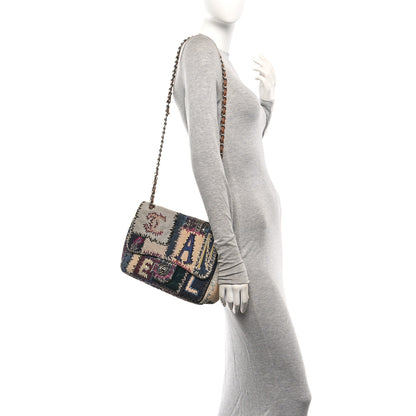 Chanel Denim Tweed Patchwork Jumbo Single Flap Multicolor 2 of 10