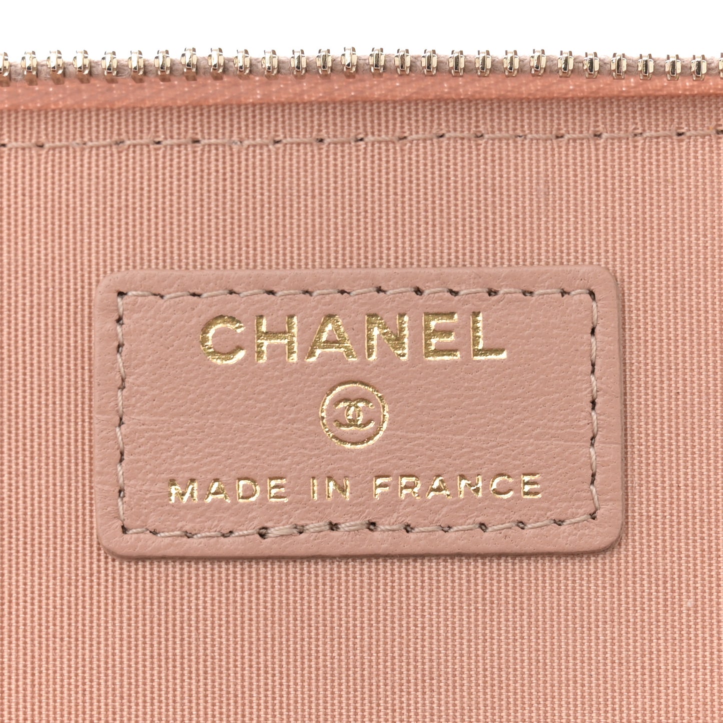 Lambskin Quilted Small Top Handle Vanity Case With Chain Beige