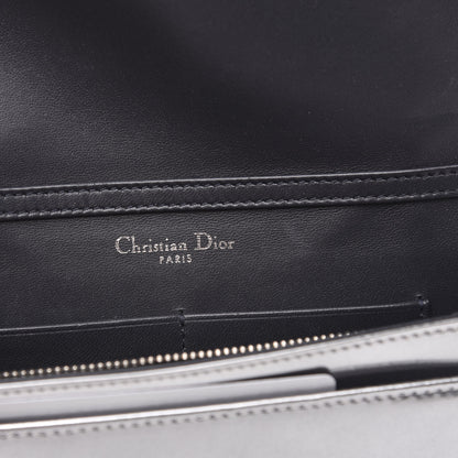 Christian Dior Metallic Patent Micro-Cannage Diorama Wallet on Chain Pouch Silver 6 of 9