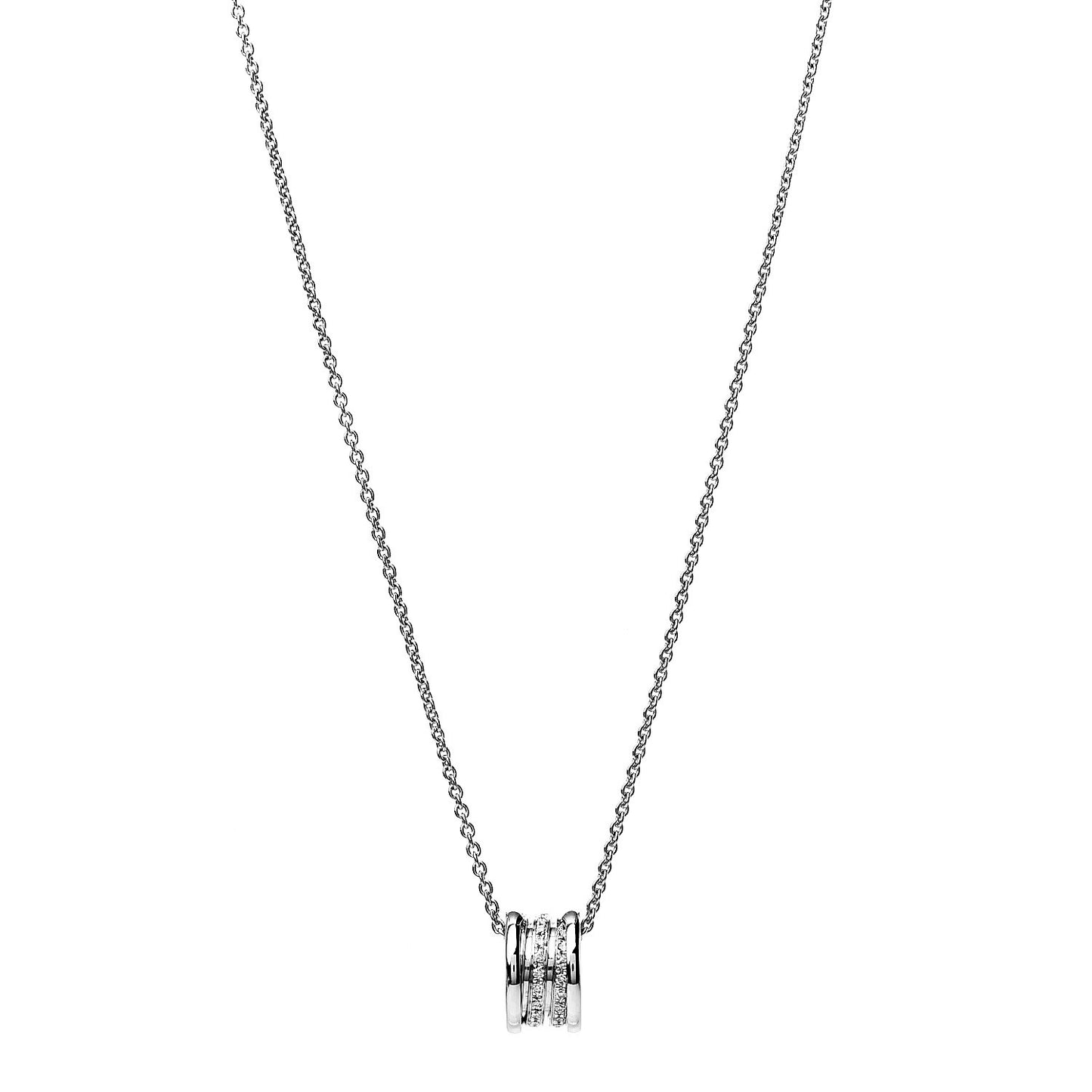 18K White Gold Diamond B.Zero1 Pave Pendant Necklace