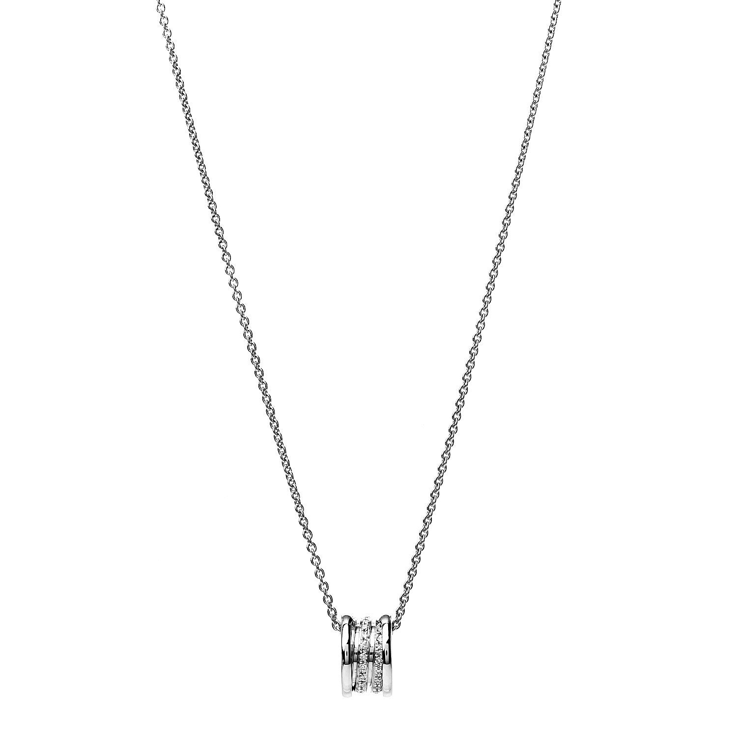 Bulgari 18K White Gold Diamond B.Zero1 Pave Pendant Necklace 1 of 5