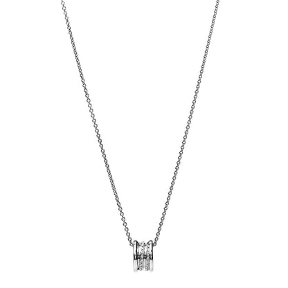 Bulgari 18K White Gold Diamond B.Zero1 Pave Pendant Necklace 1 of 5