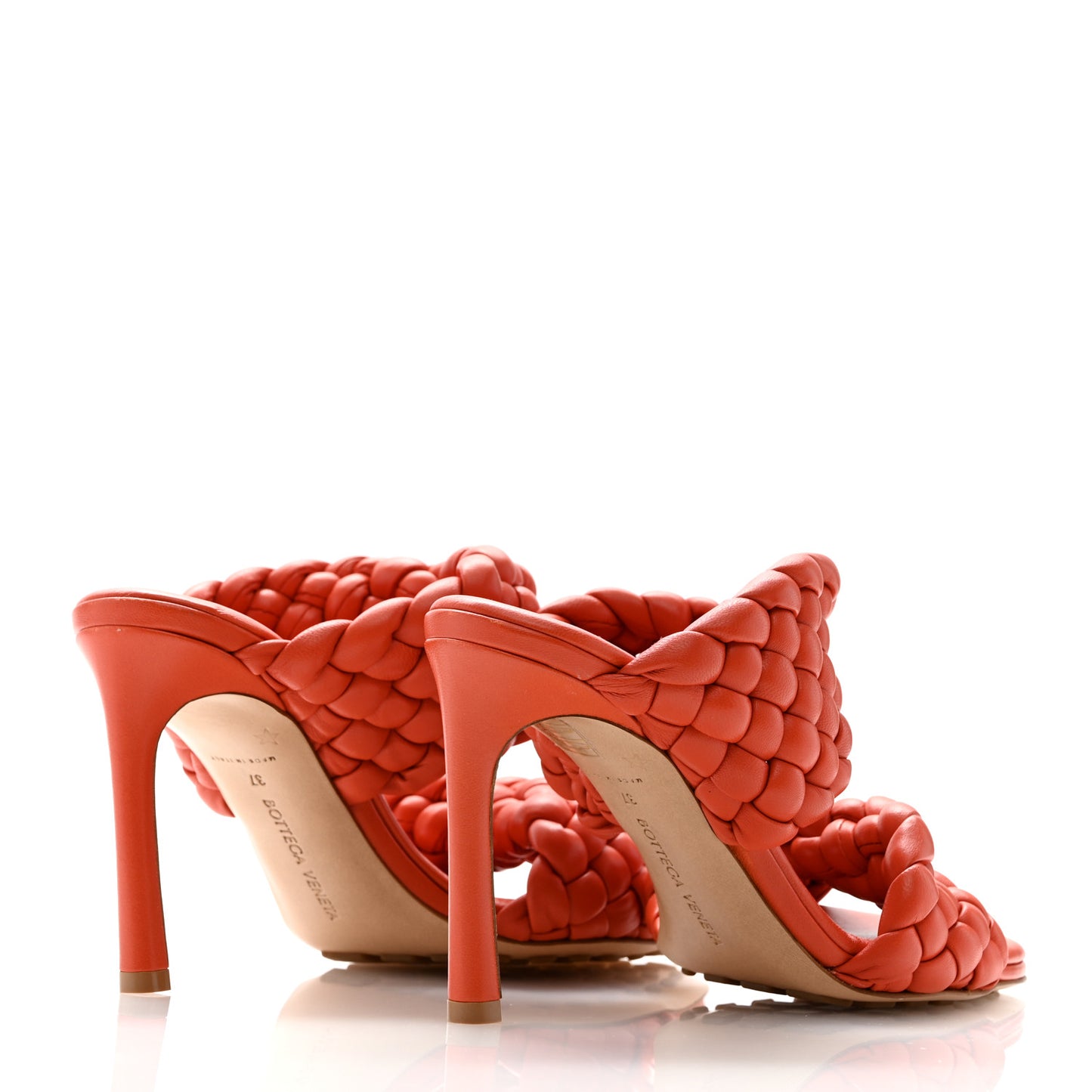Nappa Twisted Padded Intrecciato Curve Slide Sandals 37 Paprika