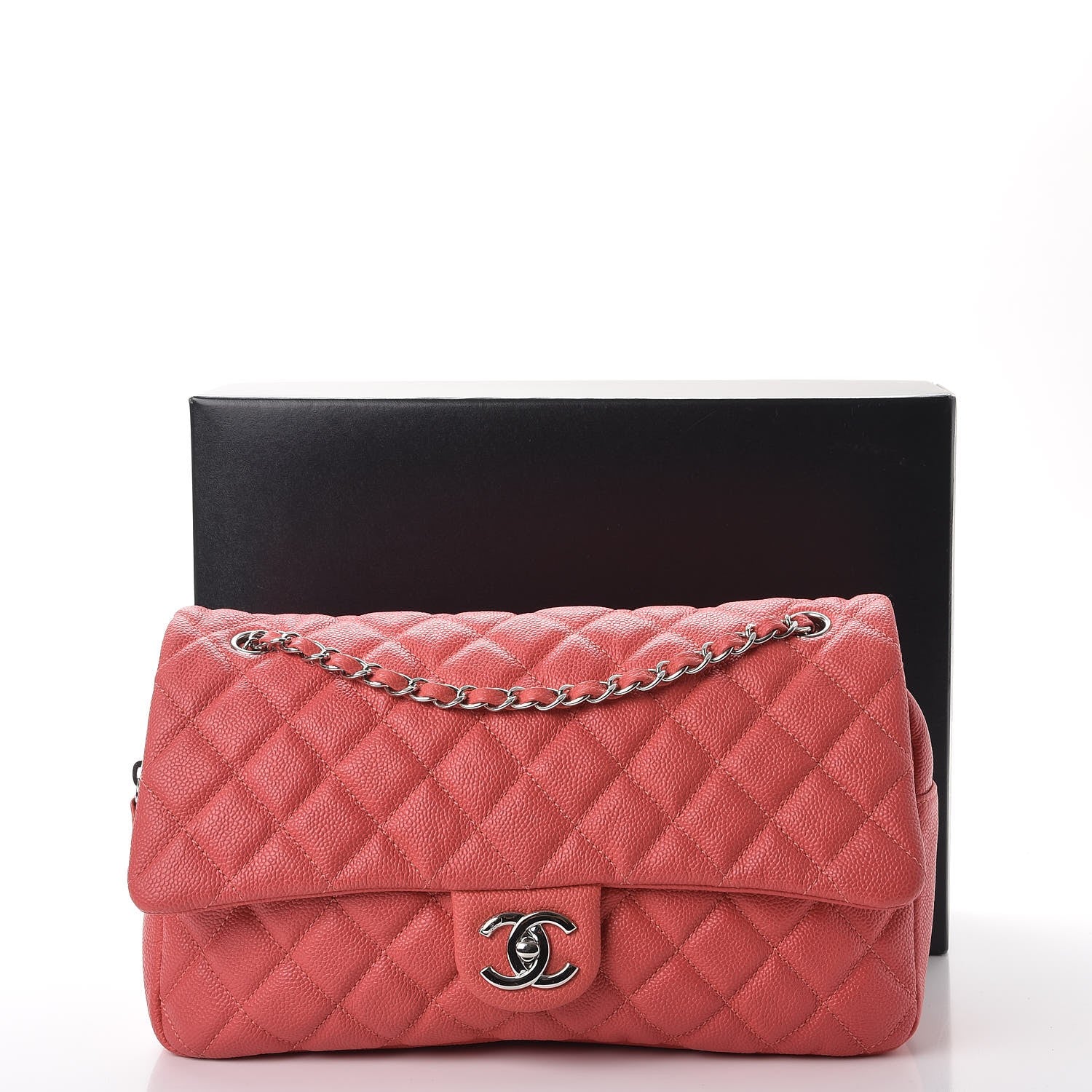 Chanel Caviar Quilted Jumbo Easy Flap Coral 9 of 9