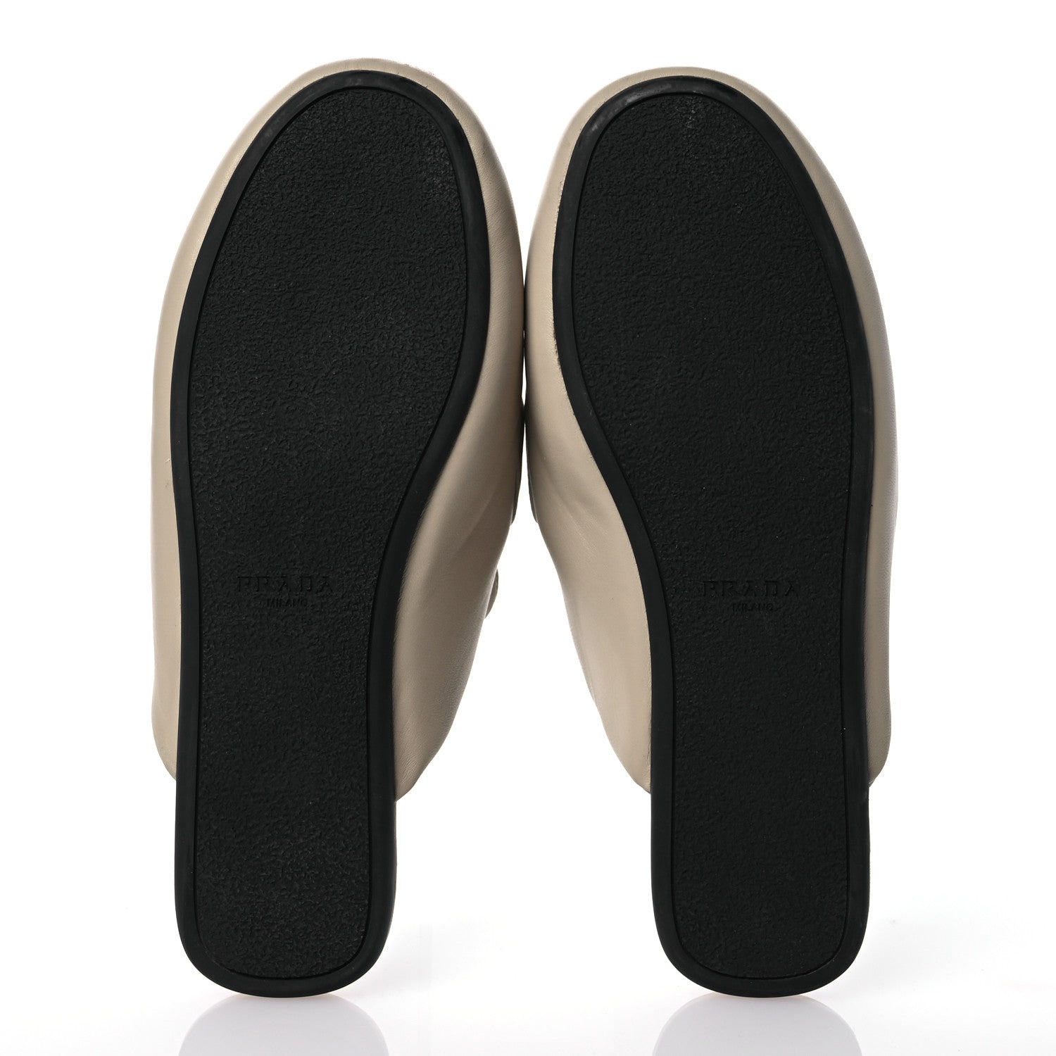 Prada Nappa Soft Padded Metal Triangle Mules 39 Beige 6 of 12