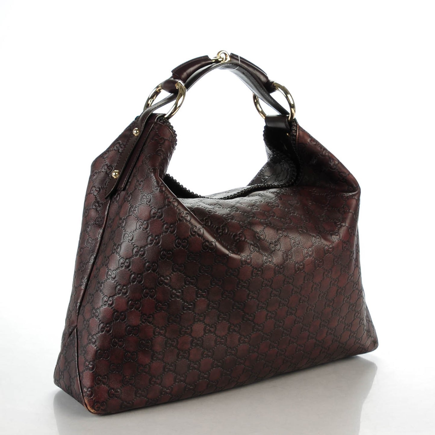 Guccissima Large Horsebit Chain Hobo Chocolate