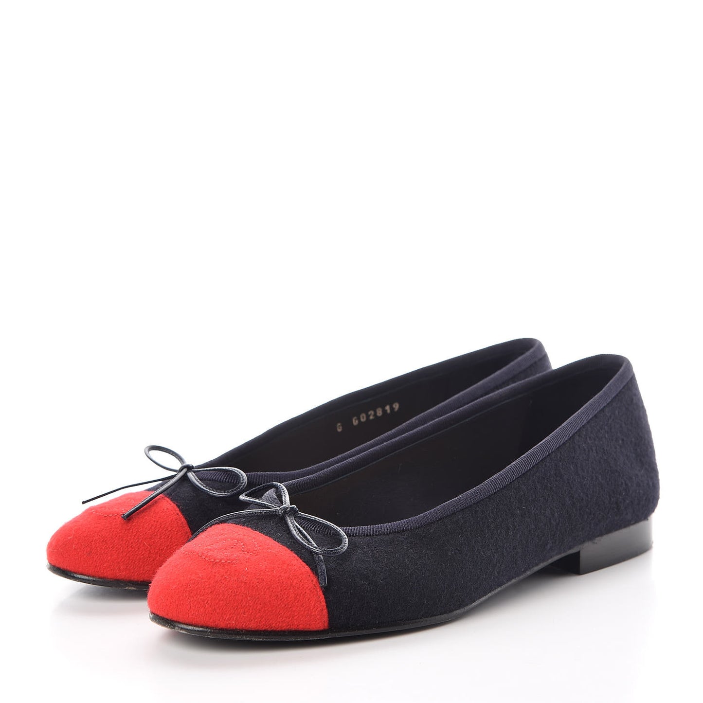 Felt Suede Cap Toe CC Ballerina Flats 36 Blue Red