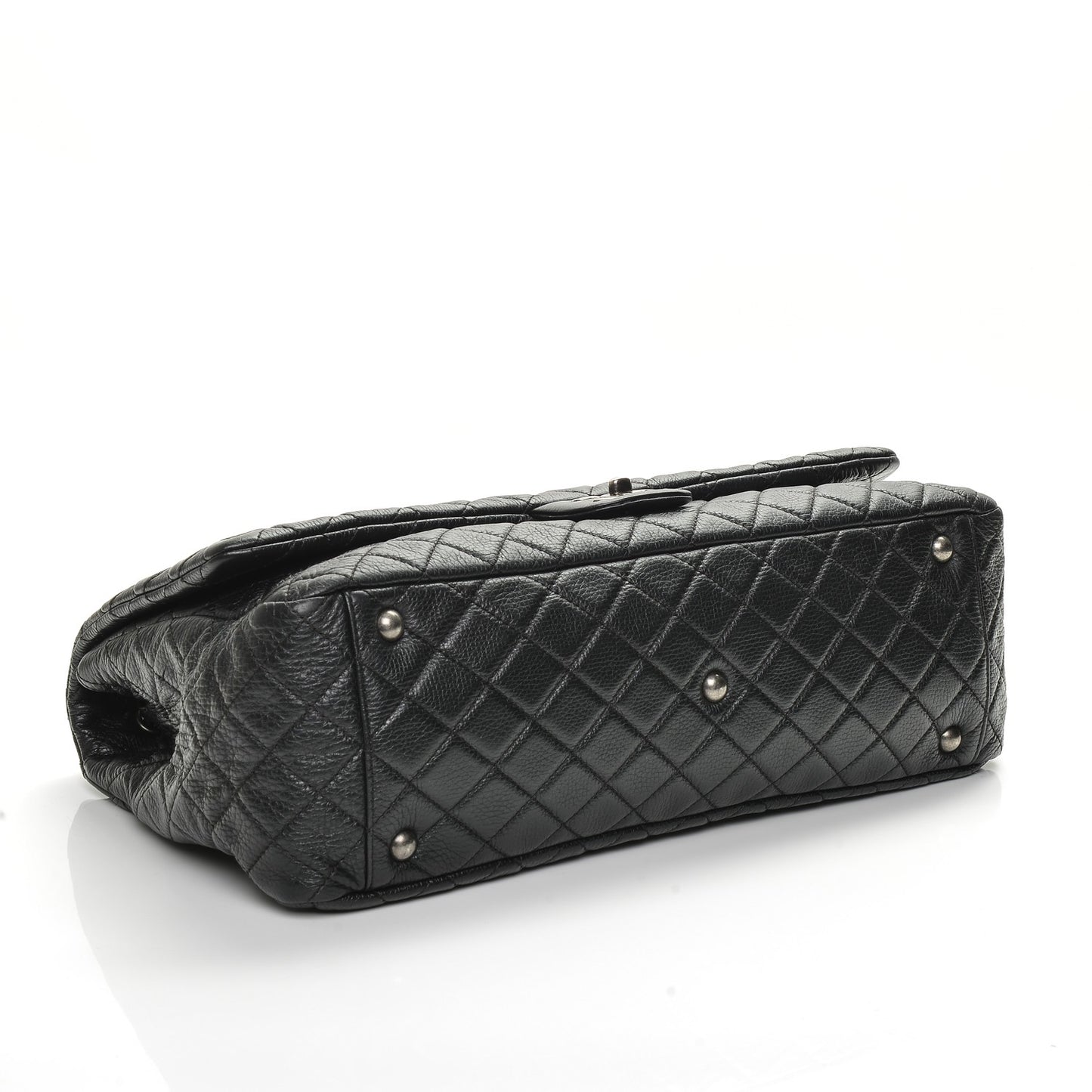Calfskin Quilted XXL Travel Flap Bag Black
