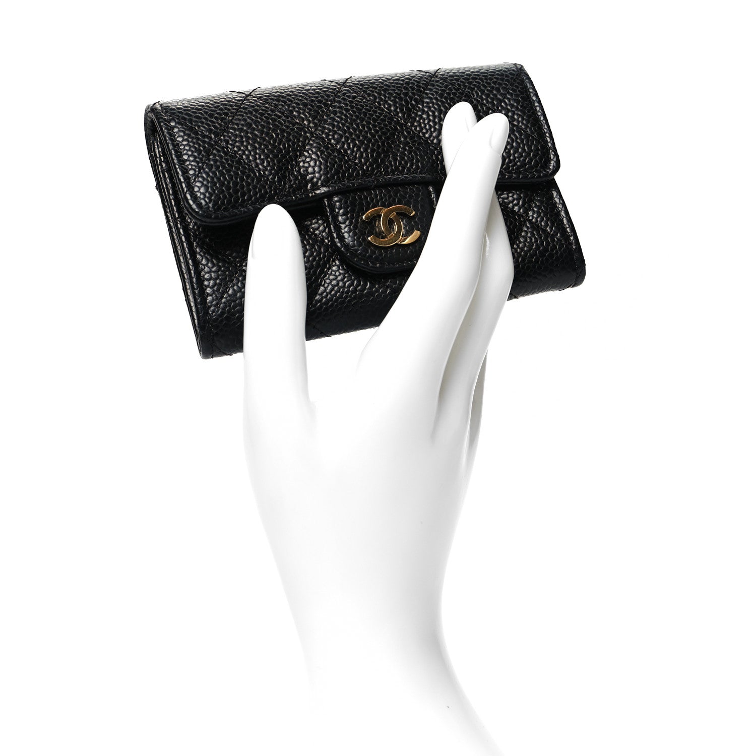 Chanel Caviar Quilted Flap Card Holder Wallet Black 2 of 12