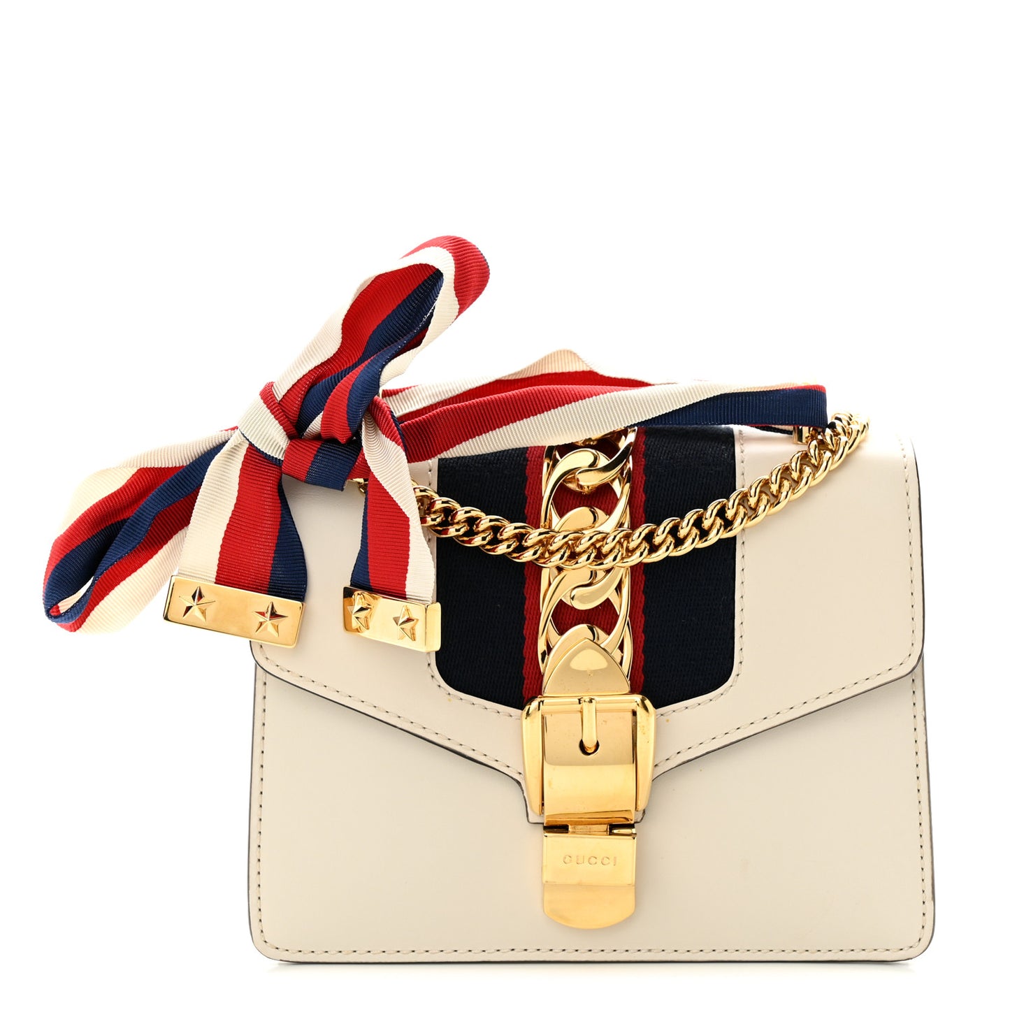 Calfskin Mini Sylvie Chain Shoulder Bag White