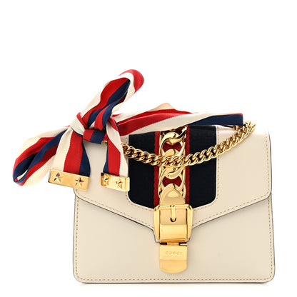 Gucci Calfskin Mini Sylvie Chain Shoulder Bag White 1 of 11