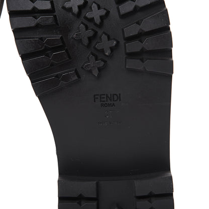 Fendi Shiny Stretch Nylon Platform Zip Biker Boots 37 Black 6 of 8