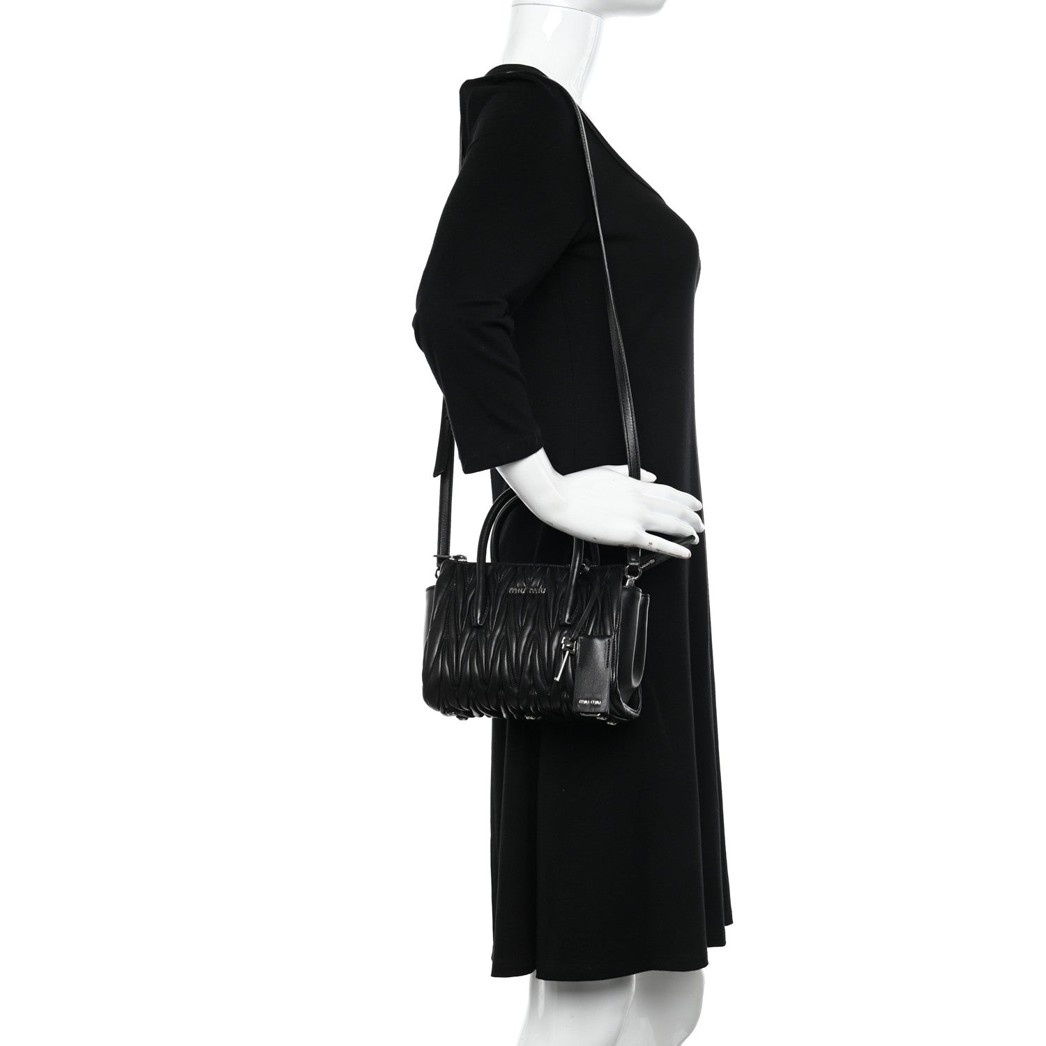 Miu Miu Nappa Matelasse Top Handle Bag Black 2 of 10