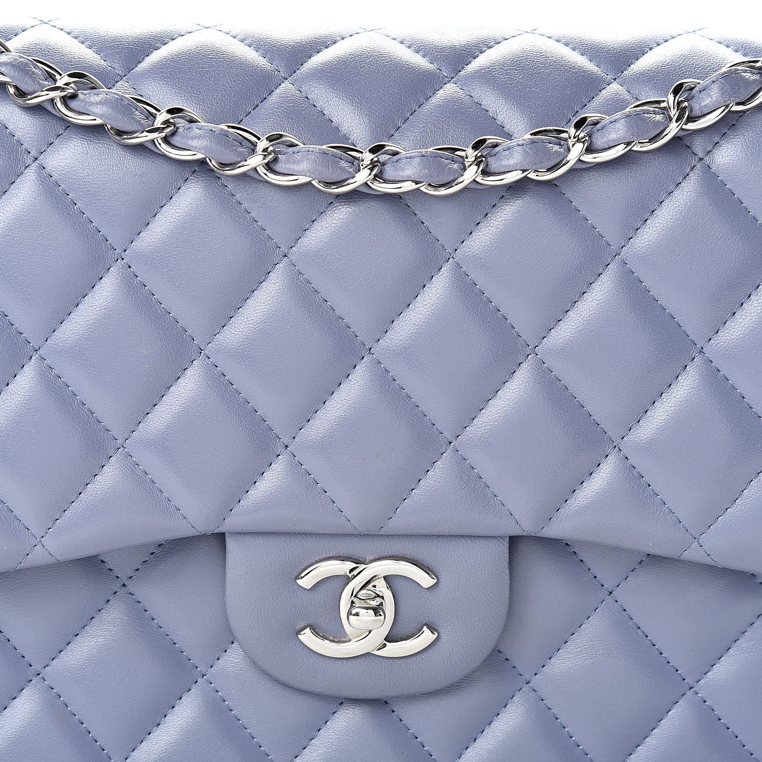 Chanel Lambskin Quilted Jumbo Double Flap Light Purple 8 of 18