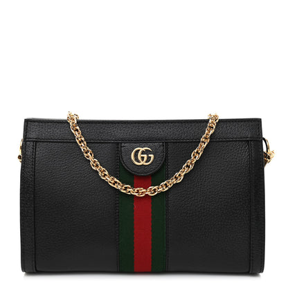 Gucci Calfskin GG Web Small Ophidia Chain Shoulder Bag Black 1 of 7