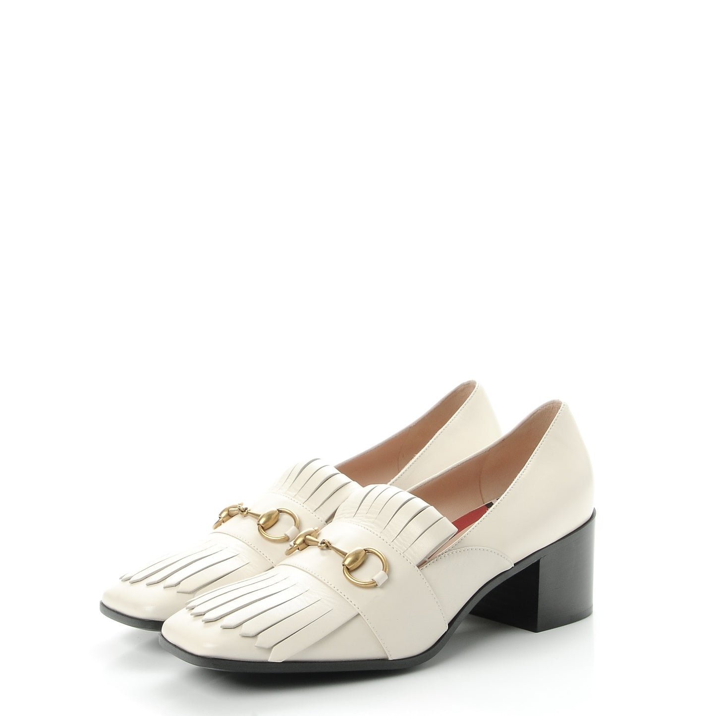 Malaga Kid Polly Kiltie Fringe 55mm Loafer Pumps 40 Mystic White