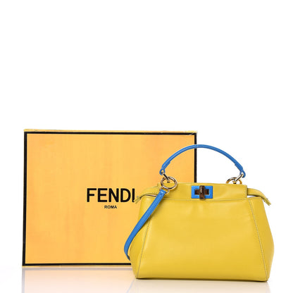 Fendi Nappa Colorblock Mini Peekaboo Iconic Satchel Lime Blue Royal Latte 9 of 9