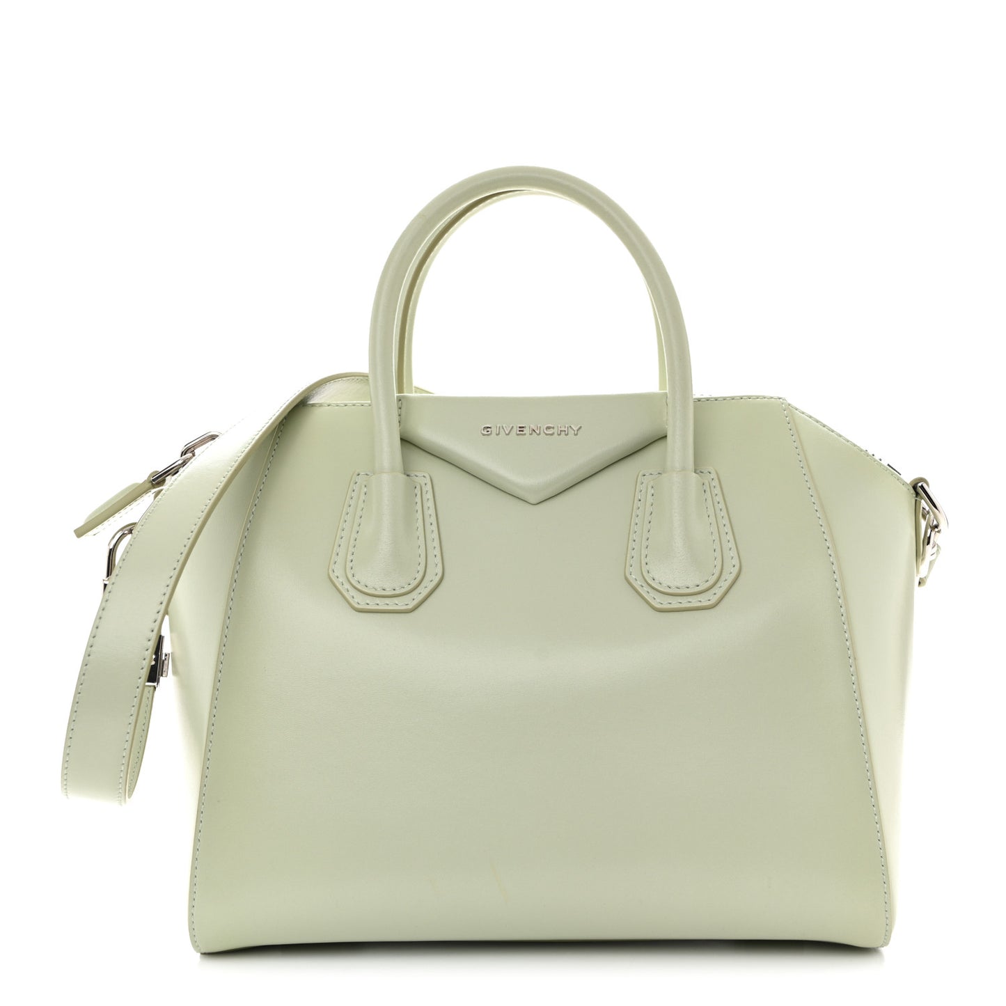 Shiny Lord Calfskin Small Antigona Aqua Green