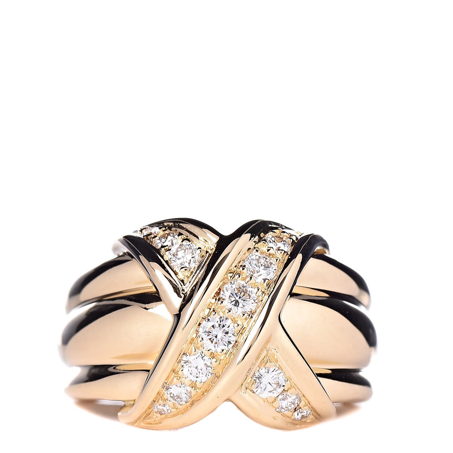 18K Yellow Gold Diamond Signature X Ring 49 4.75