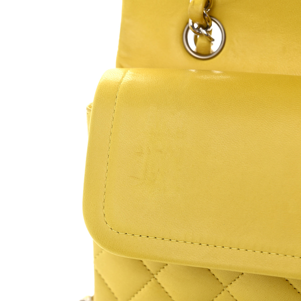 Chanel Lambskin Quilted Medium Double Flap Yellow 12 of 15