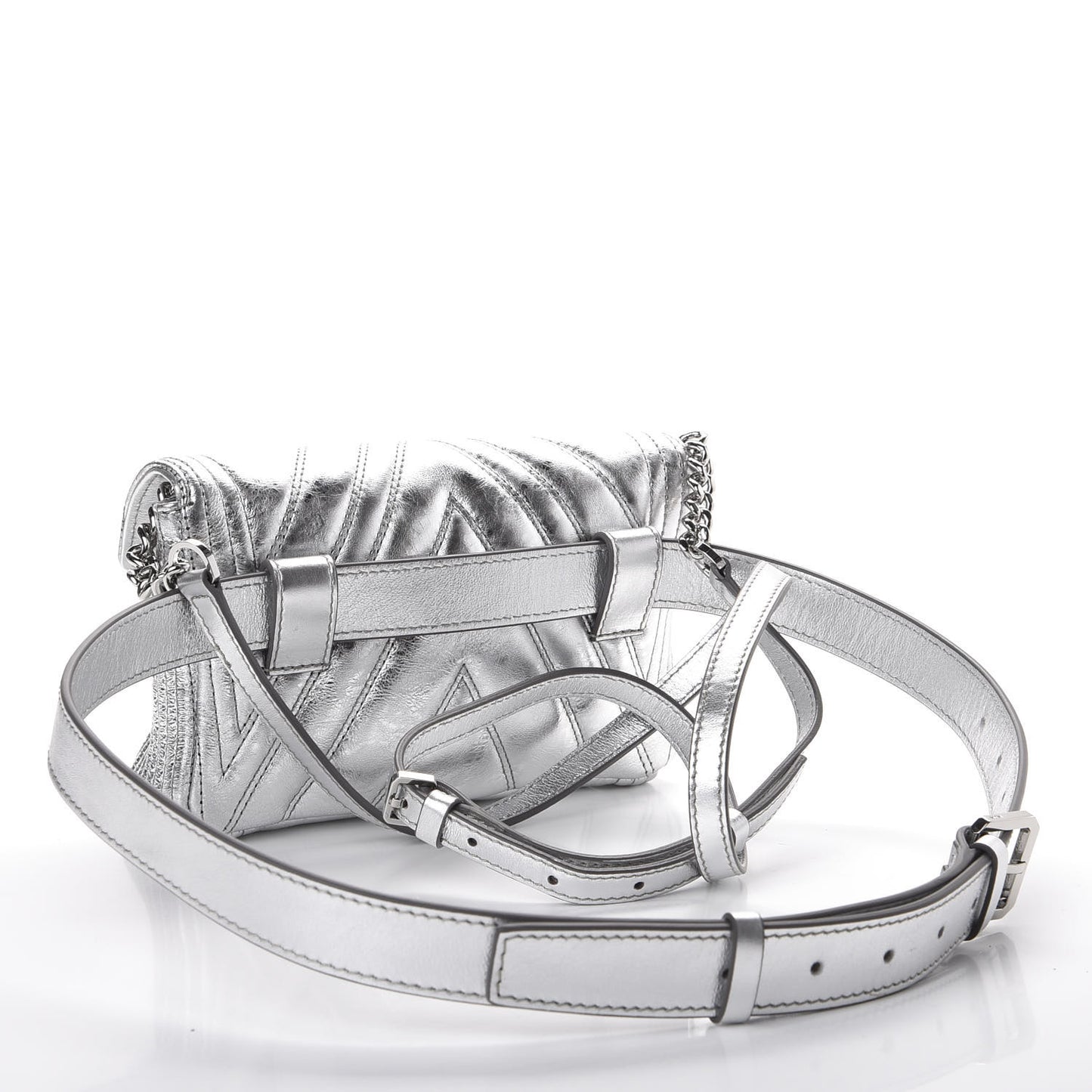 Metallic Calfskin Small Patricia Belt Bag Berlin Silver
