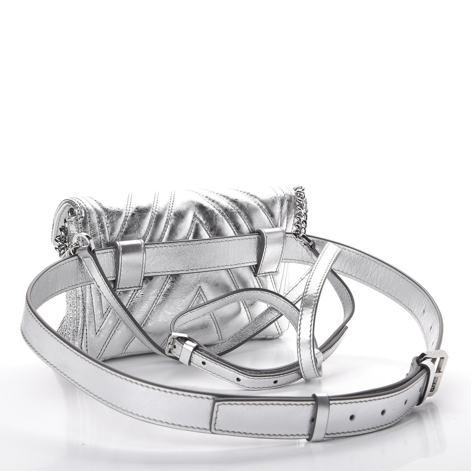 MCM Metallic Calfskin Small Patricia Belt Bag Berlin Silver 3 of 11