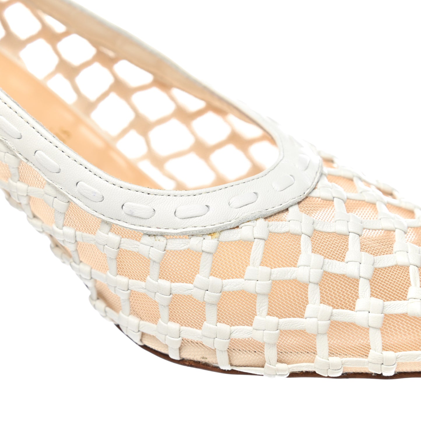 Shiny Nappa Woven Mesh Cage Curry 85 Sandals 40 Latte