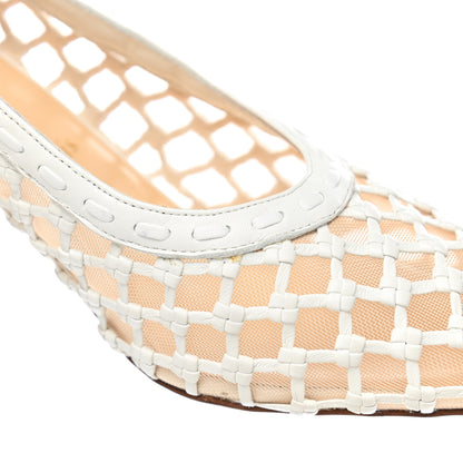 Christian Louboutin Shiny Nappa Woven Mesh Cage Curry 85 Sandals 40 Latte 10 of 11
