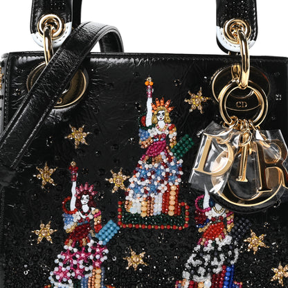 Christian Dior X DOROTHY IANNONE Crinkled Calfskin Crystal Beaded Mini Lady Dior Art Black Multicolor 7 of 9