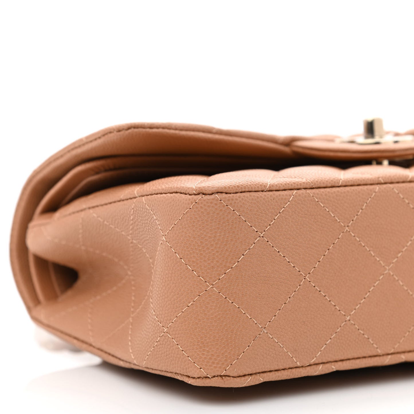 Caviar Quilted Small Double Flap Dark Beige