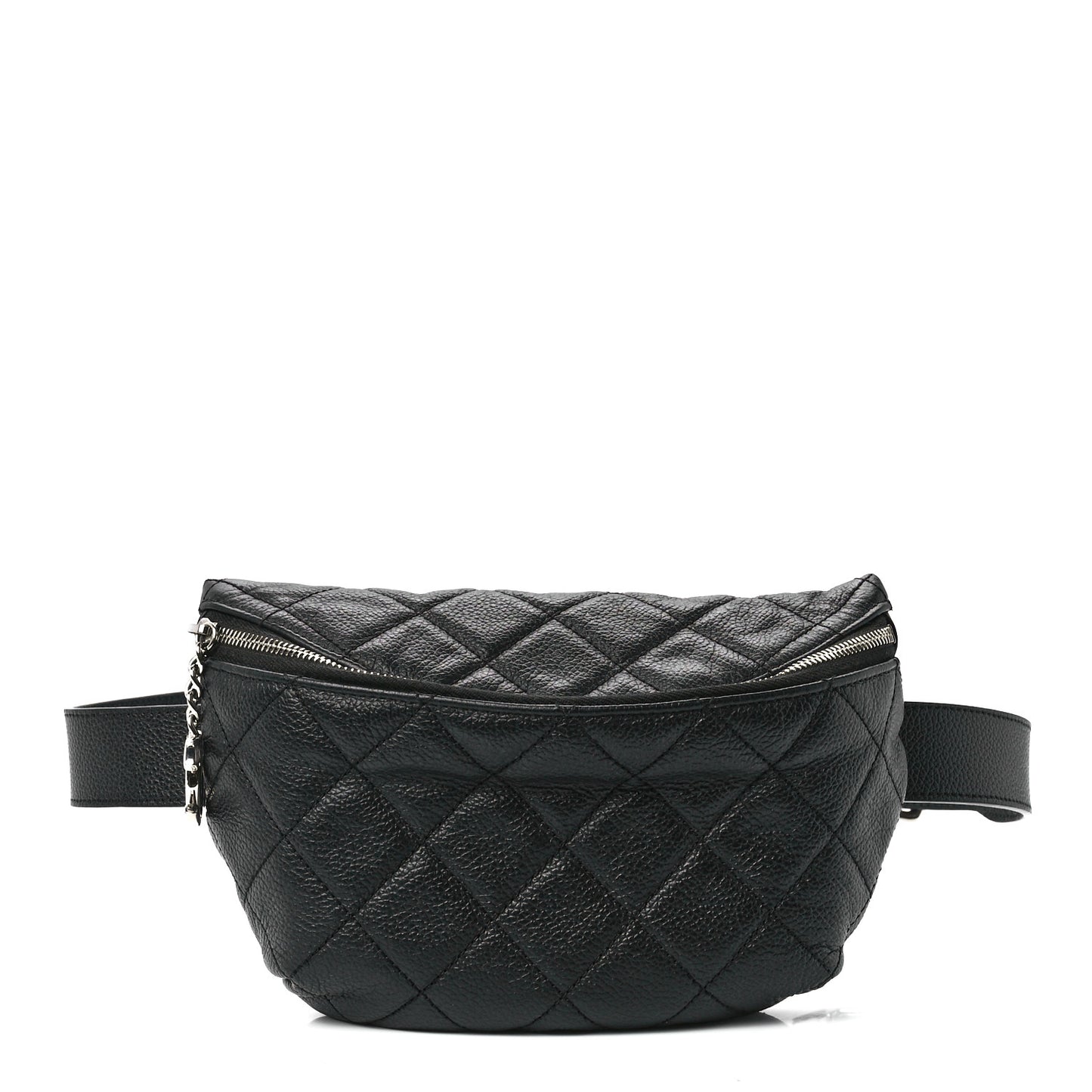 Grained Calfskin Quilted Waist Belt Bag Black