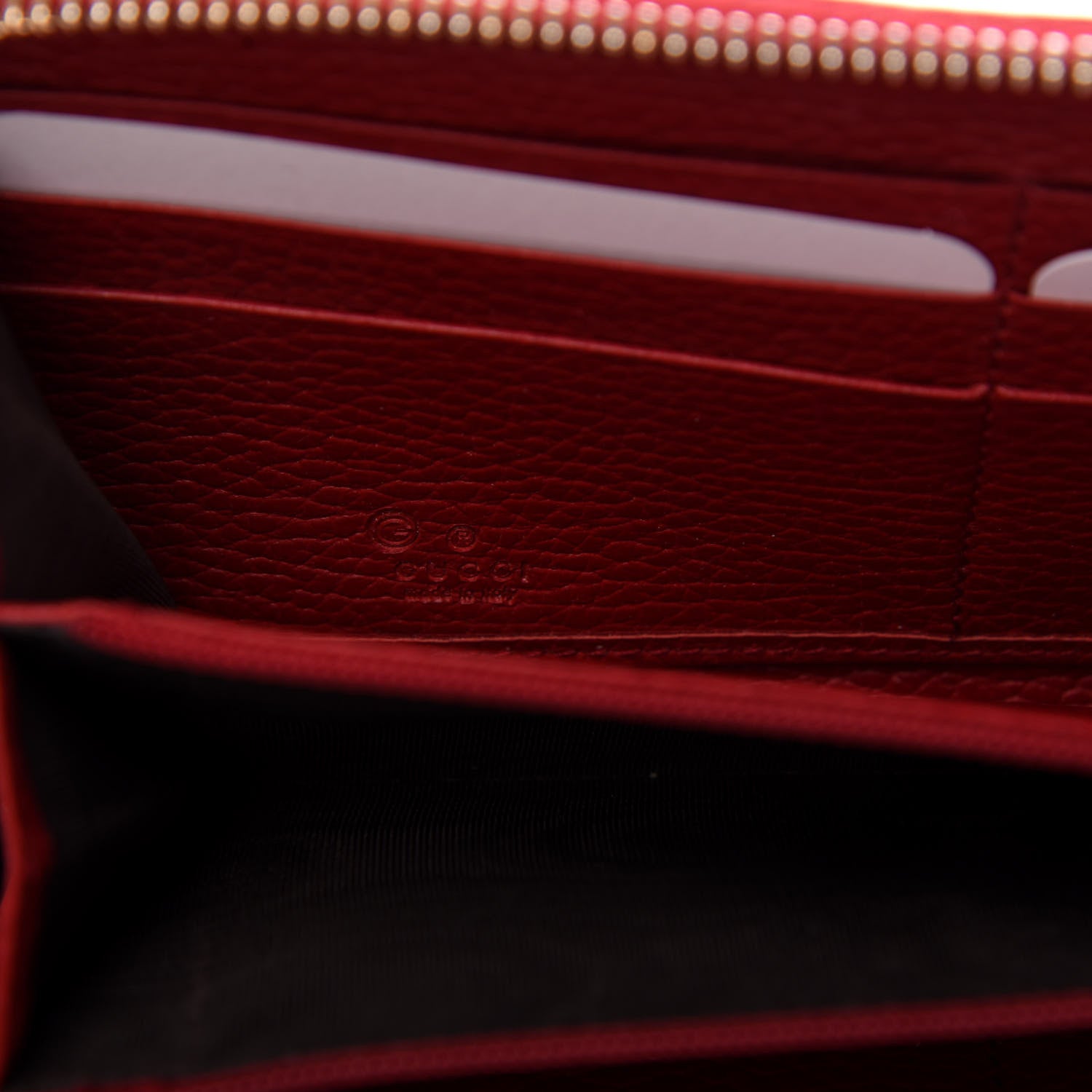 Gucci Monogram Dollar Calfskin Zip Around Wallet Beige Ebony Rosso 6 of 9