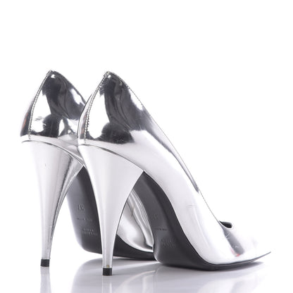 Saint Laurent Calfskin Kiki 100 Pumps 37 Silver 4 of 13