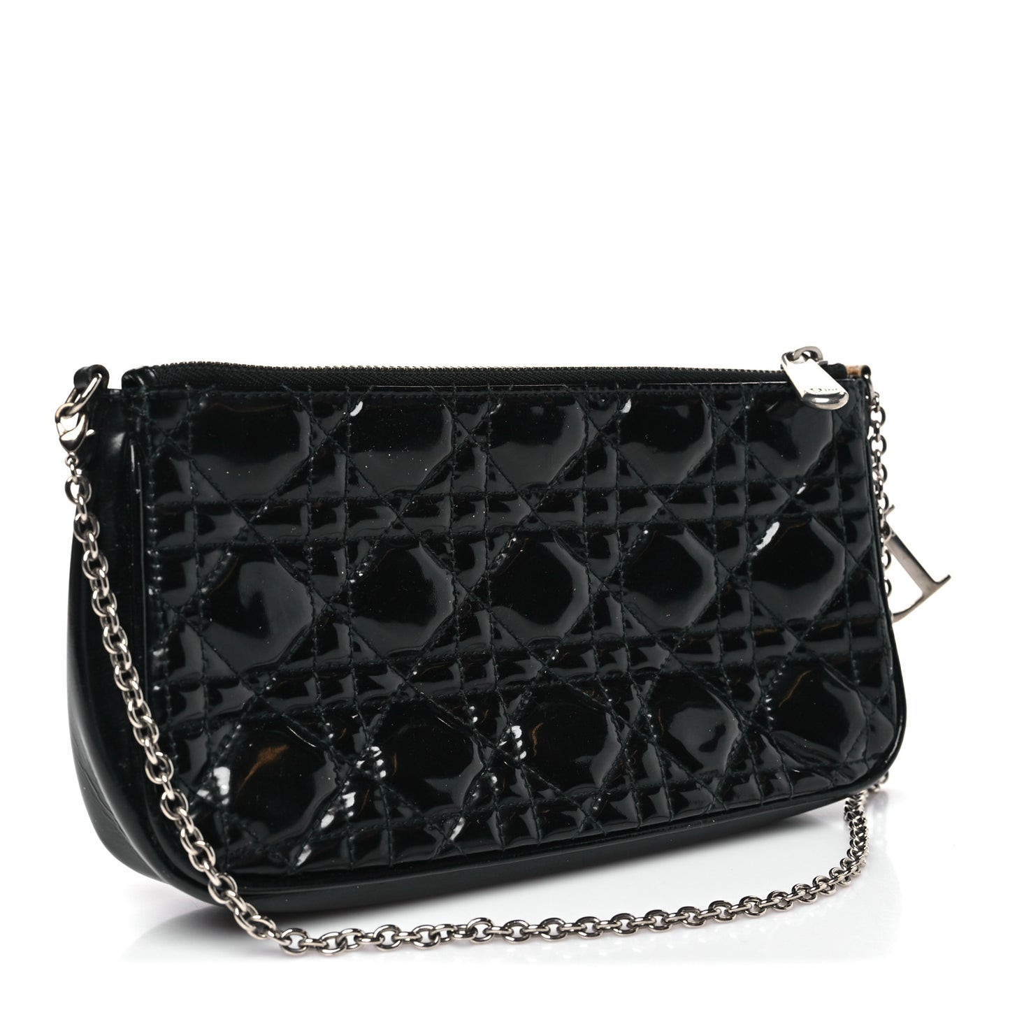 Patent Cannage Lady Dior Pochette Black