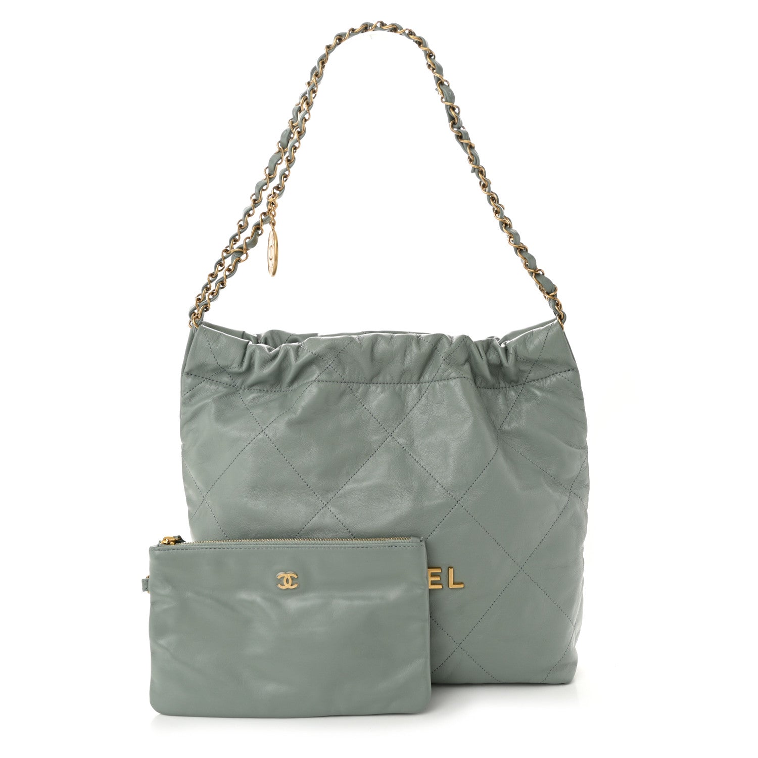 Chanel Shiny Calfskin Quilted Small Chanel 22 Grey 3 of 13