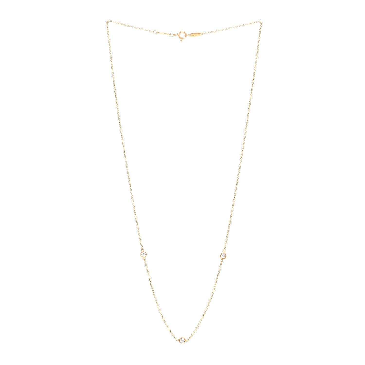 Tiffany 18K Yellow Gold Elsa Peretti Diamonds by the Yard 3 Station Necklace 3 of 4