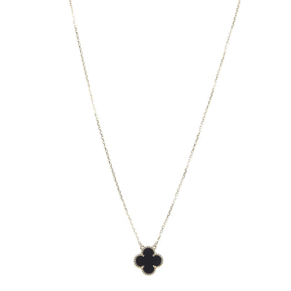Van Cleef & Arpels 18K Yellow Gold Black Onyx Vintage Alhambra Pendant Necklace 1 of 7
