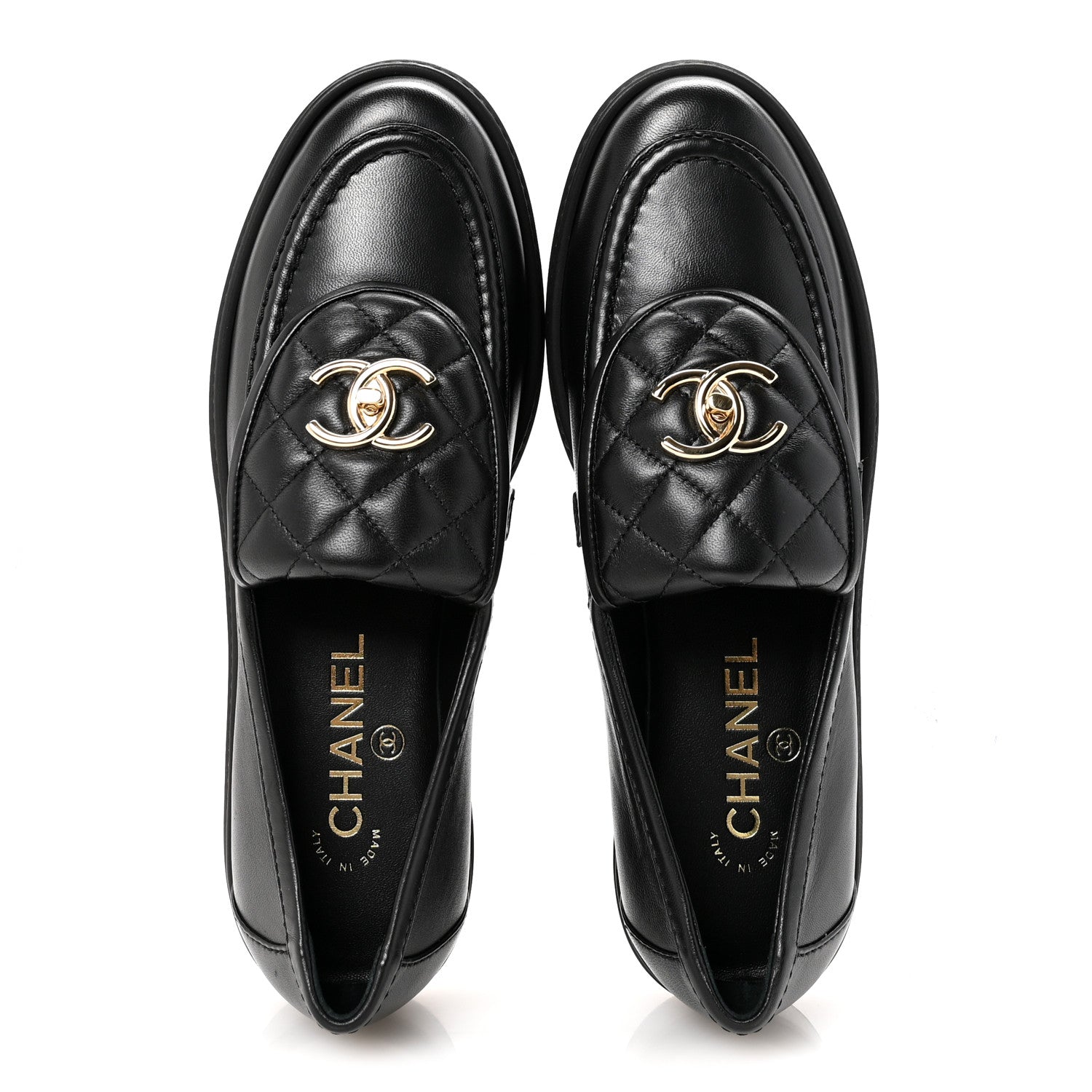 Chanel Crumpled Lambskin Quilted CC Turnlock Loafers 38.5 Black 2 of 10