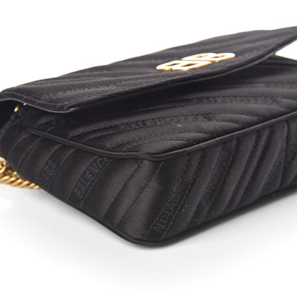 Balenciaga Satin Jacquard Logo Matelasse BB Chain Wallet Black 8 of 9
