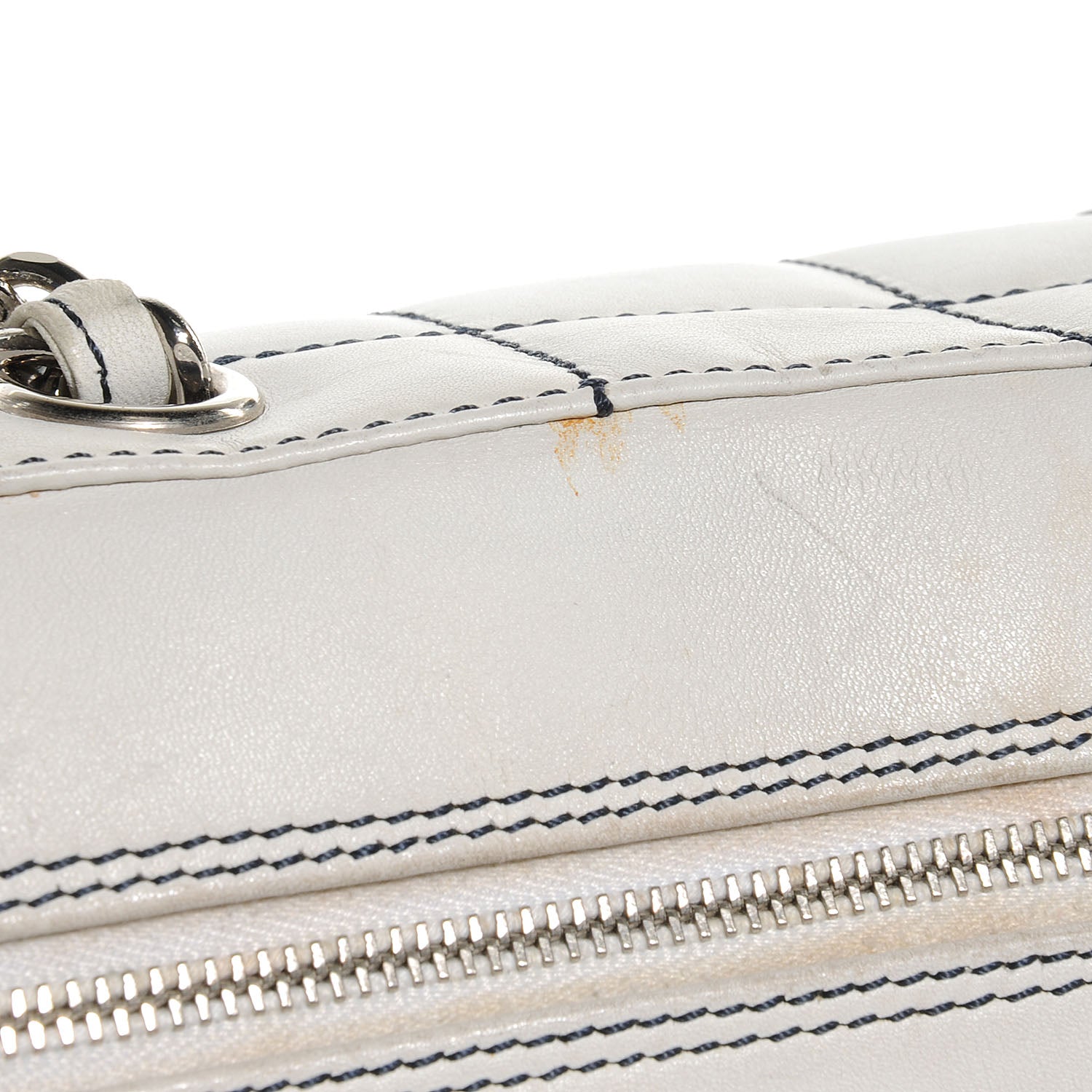 Chanel Leather Contrast Square Stitch Camera Case Dark White 8 of 11
