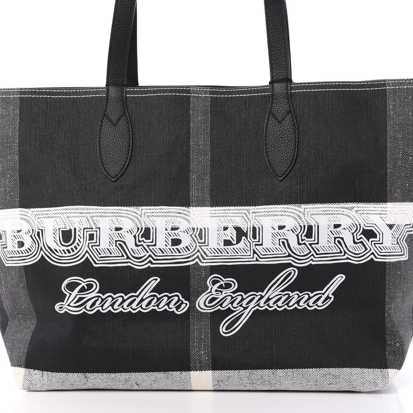 Coated Canvas Mega Check Medium Doodle Tote Black White