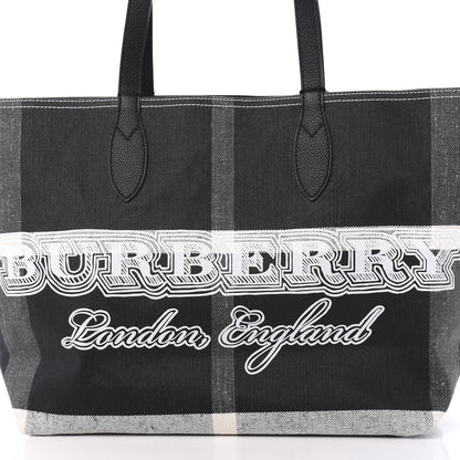 Burberry Coated Canvas Mega Check Medium Doodle Tote Black White 10 of 10
