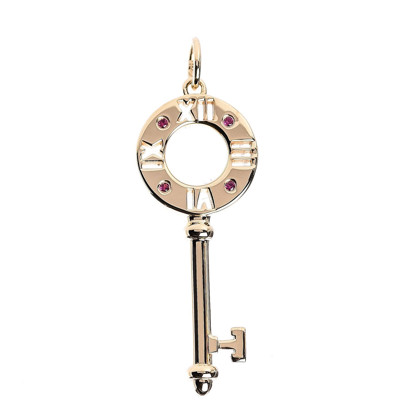 18K Yellow Gold Ruby Atlas Pierced Key Pendant