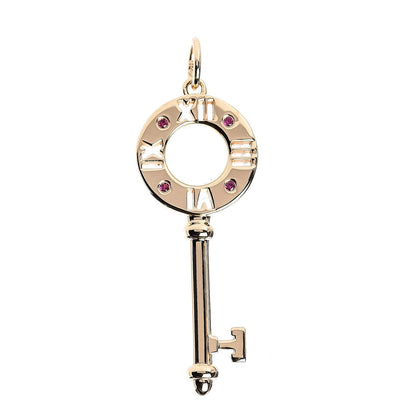 Tiffany 18K Yellow Gold Ruby Atlas Pierced Key Pendant 1 of 5