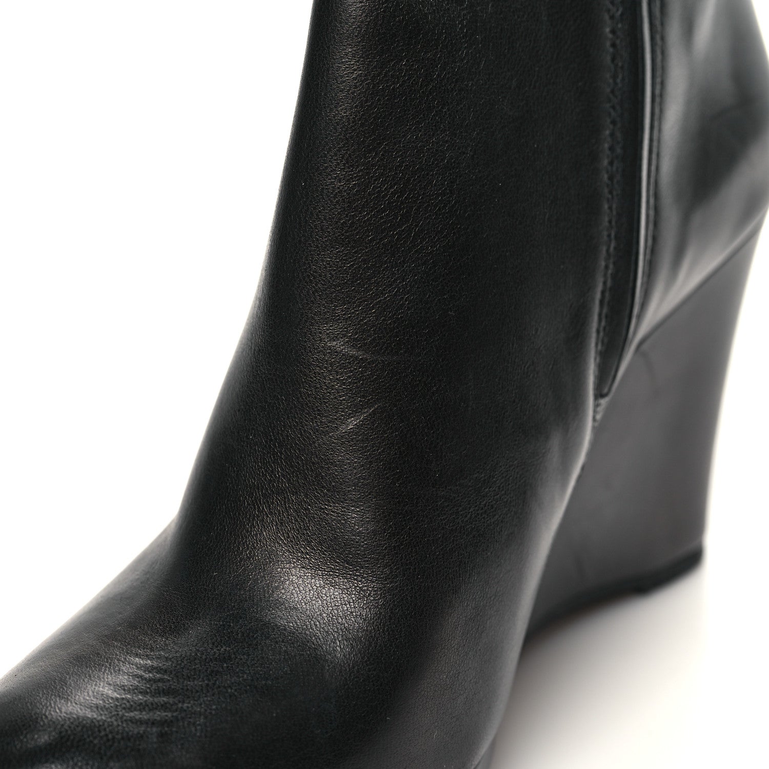 Prada Vitello Wedge Ankle Boots 39.5 Black 10 of 10
