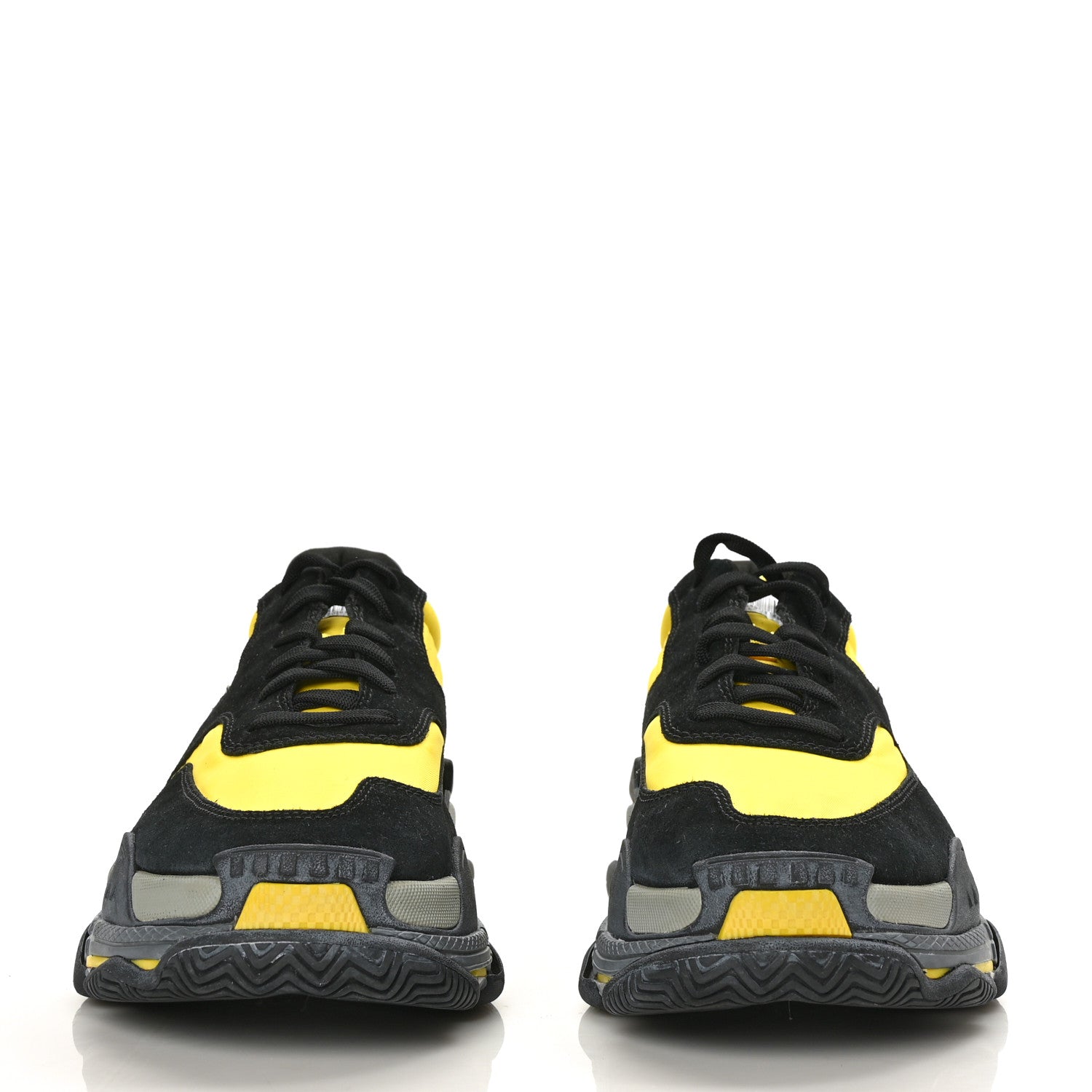 Balenciaga Nylon Suede Mens Triple S 2.0 Sneakers 42 Black Jaune Gris 2 of 7