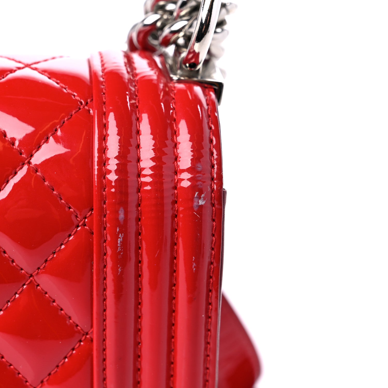 Chanel Patent Calfskin New Medium Plexiglass Boy Flap Red 14 of 15