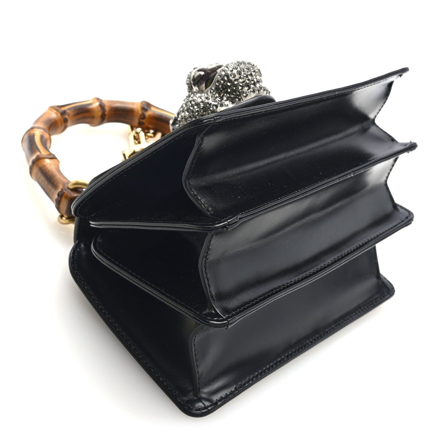Gucci Calfskin Bamboo Mini Thiara Top Handle Bag Black 9 of 10