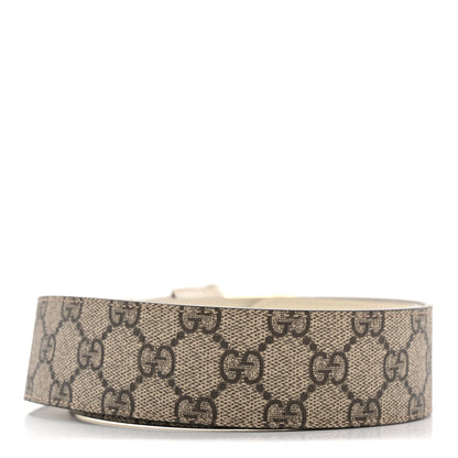 Gucci GG Supreme Monogram Matte Plutone Calfskin Double G 40mm Belt 80 32 Beige Ebony Mystic White 2 of 5